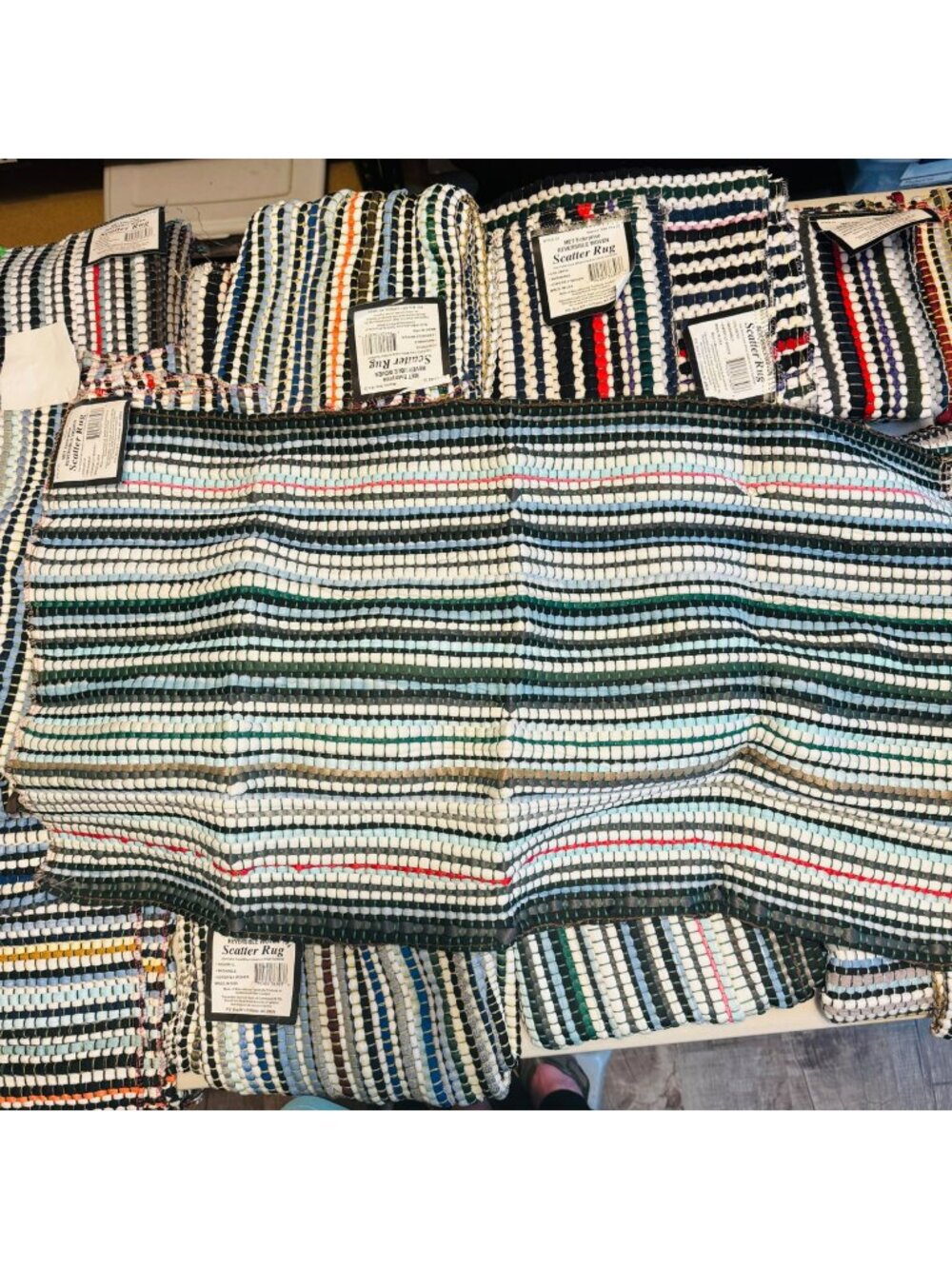 Reversible Woven Scatter Rug Colorful & Washable Approx. 19" x 33" Made In USA